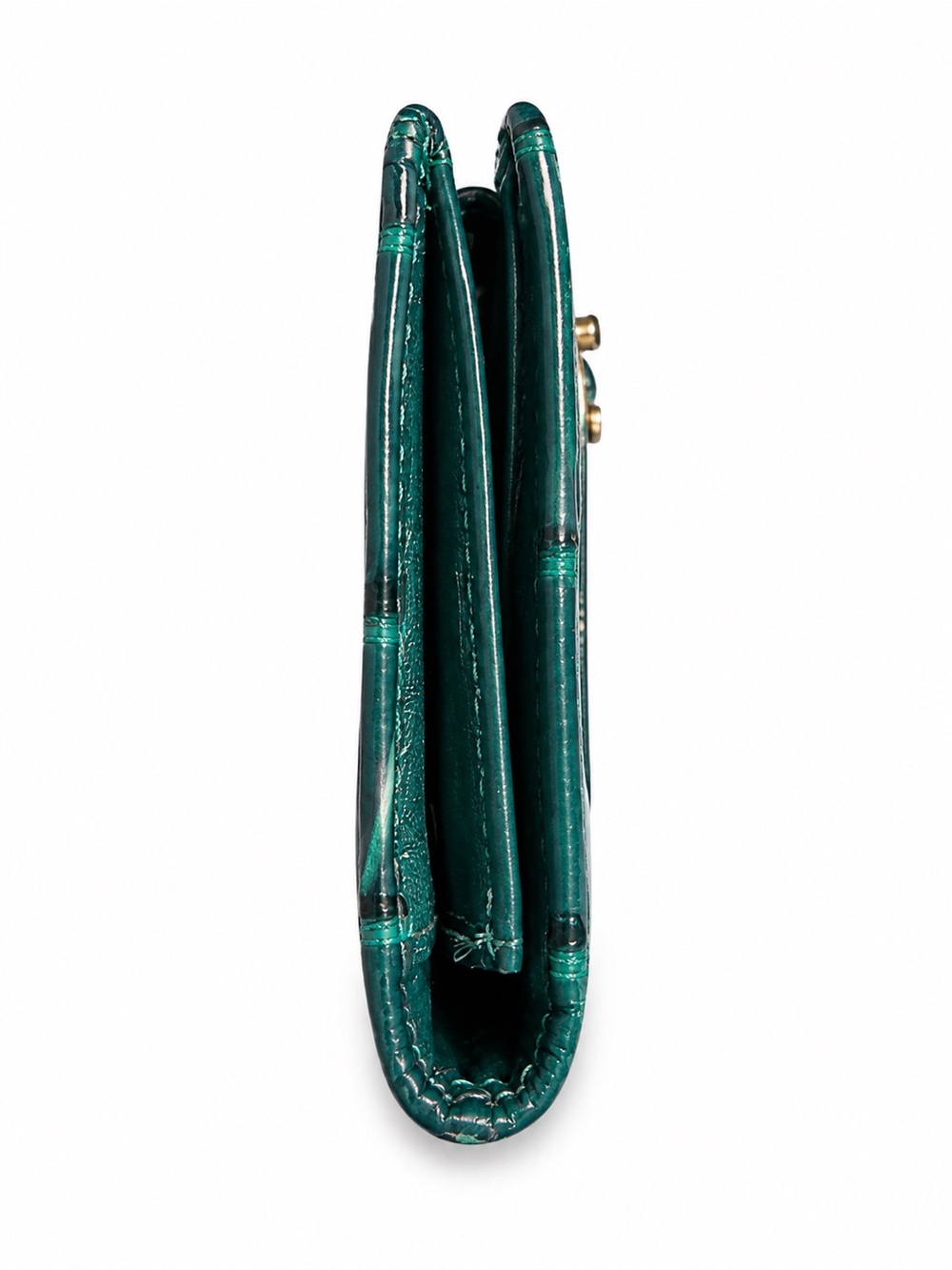 Coach Teal Croc-Embossed Leather Continental Wallet with Gold Tone Logo - Picture 10 of 11